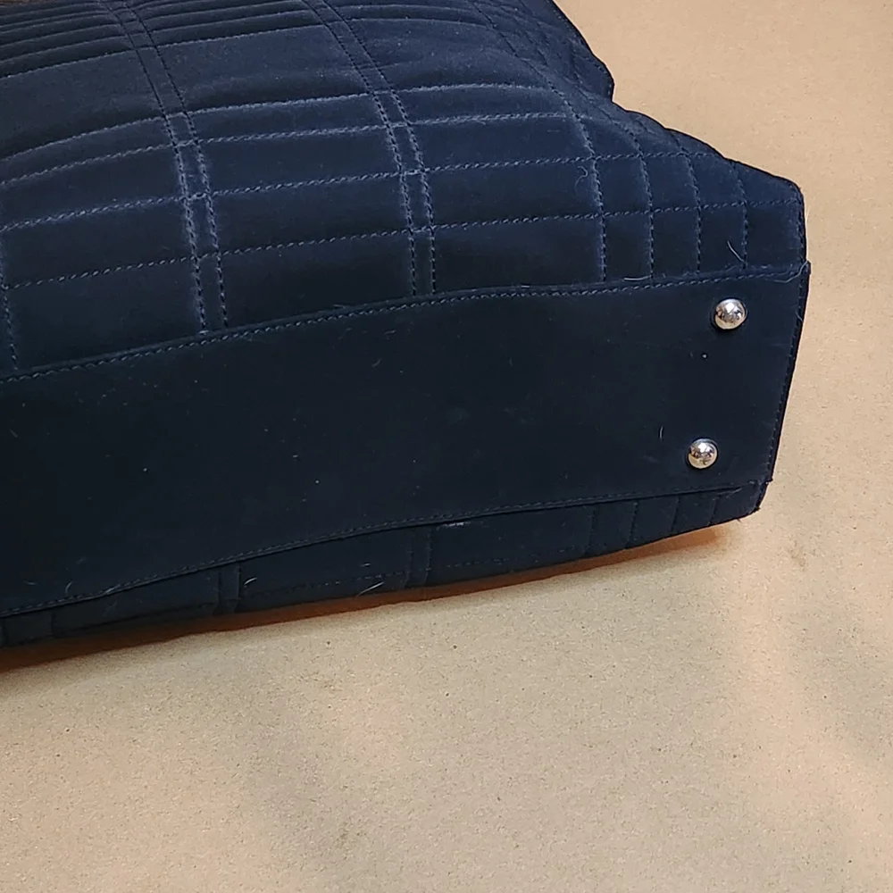 Talbots Black Tote Bag with Quilted Texture and Structured Shape